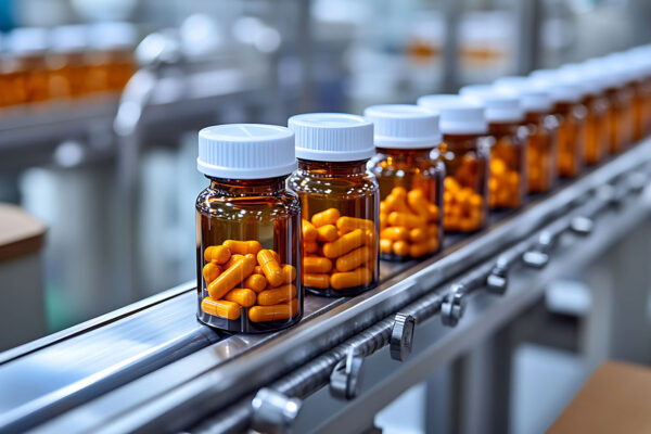 Pharma-Line-of-brown-and-orange-pill-bottles